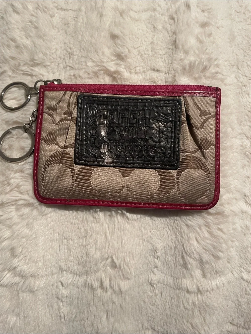 Coach Vintage Poppy Signature Card Holder Key Chain